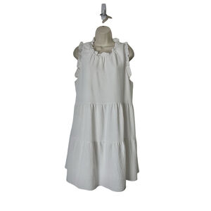 Lola and Grace Ruffled A-line Stretch Mini Dress XL Women Ivory Peasant Preppy
